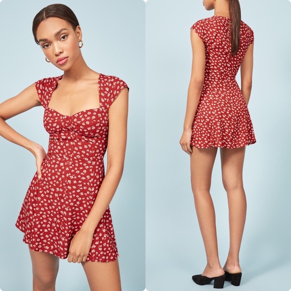 REFORMATION Cheri Minidress. Red - Picture 2 of 7